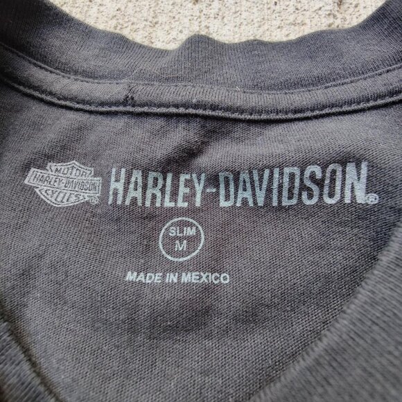 Retro 'Harley Davidson' black faded dirtbike graphic t-shirt men's size M - Picture 3 of 3